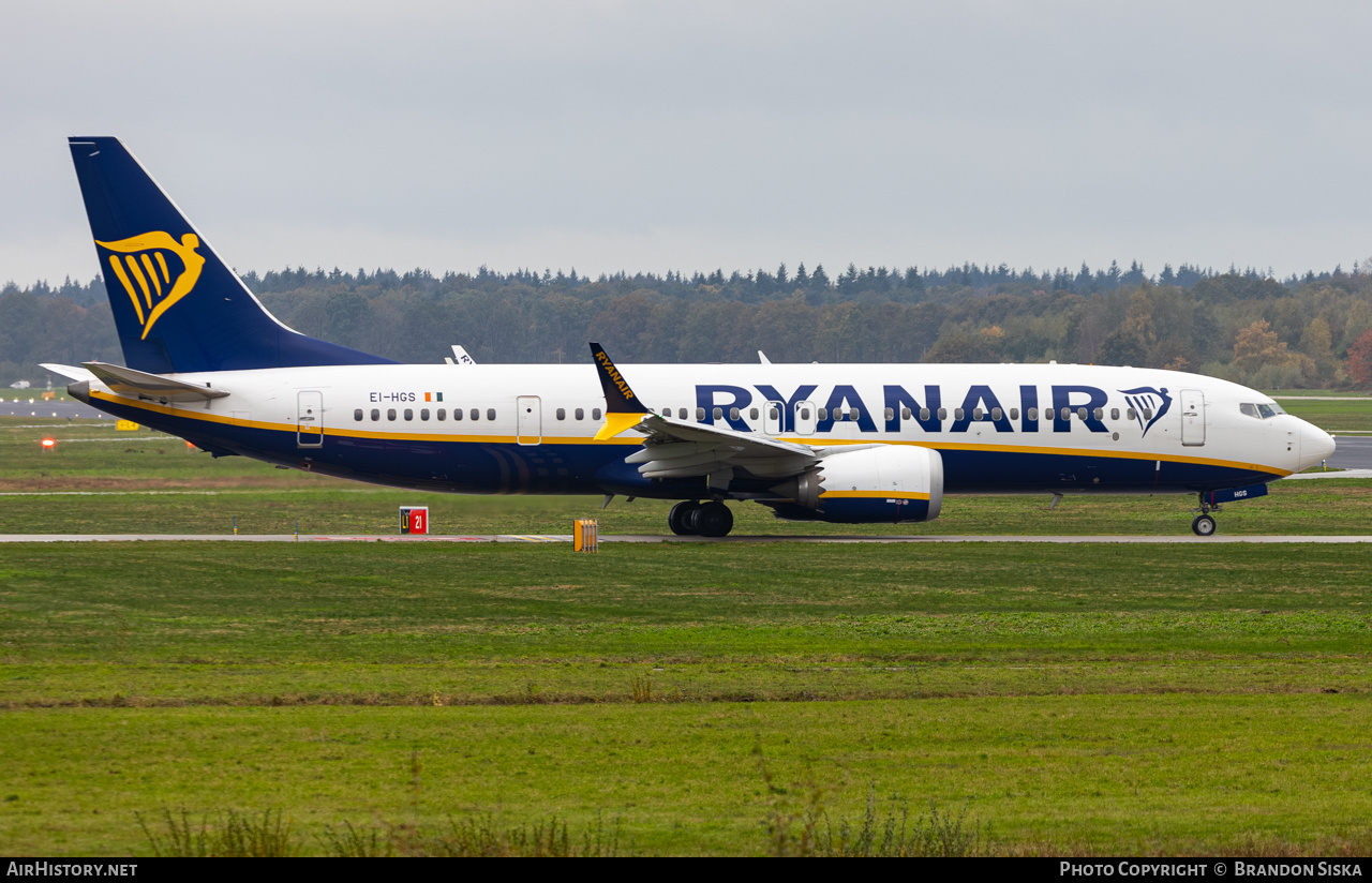 Aircraft Photo of EI-HGS | Boeing 737-8200 Max 200 | Ryanair | AirHistory.net #871289