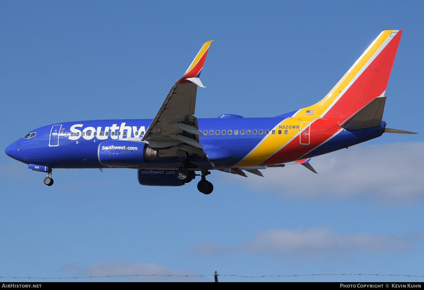 Aircraft Photo of N926WN | Boeing 737-7H4 | Southwest Airlines | AirHistory.net #872610