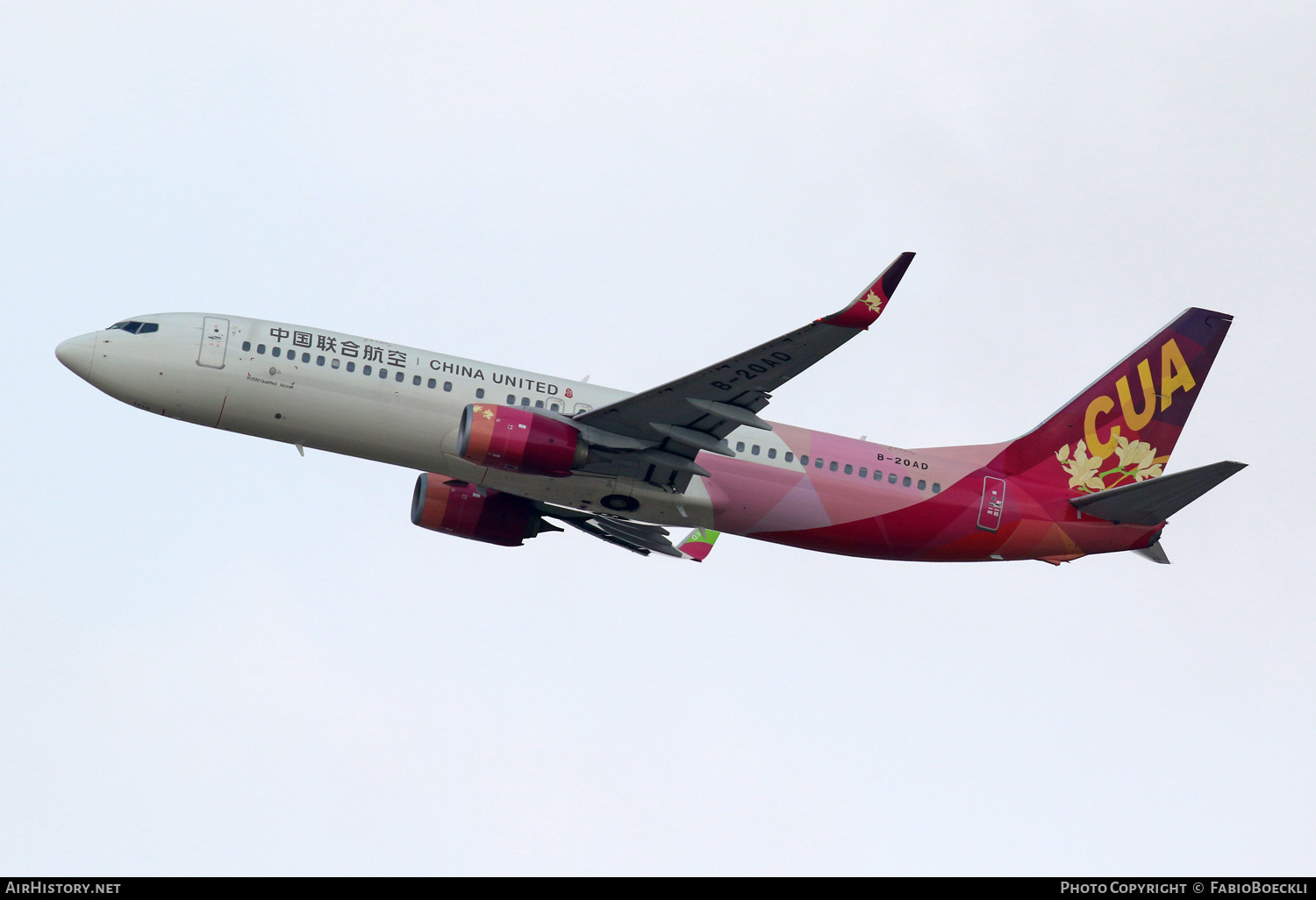 Aircraft Photo of B-20AD | Boeing 737-800 | China United Airlines - CUA | AirHistory.net #873822