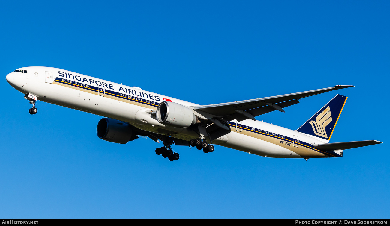 Aircraft Photo of 9V-SWS | Boeing 777-312/ER | Singapore Airlines | AirHistory.net #875824