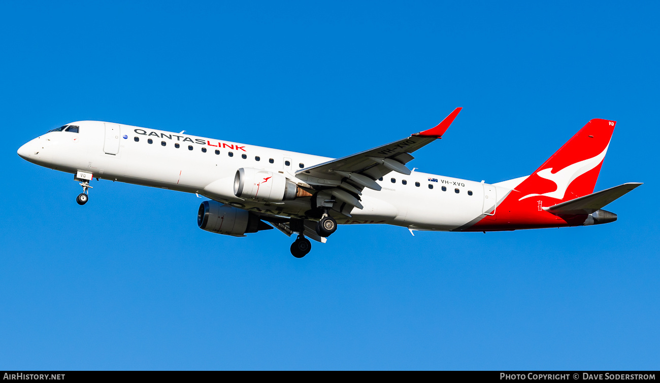 Aircraft Photo of VH-XVQ | Embraer 190AR (ERJ-190-100IGW) | QantasLink | AirHistory.net #875875