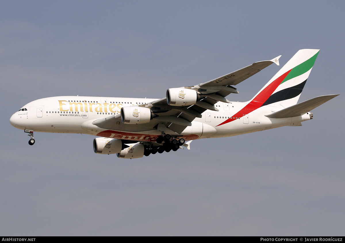 Aircraft Photo of A6-EUQ | Airbus A380-842 | Emirates | AirHistory.net #877715